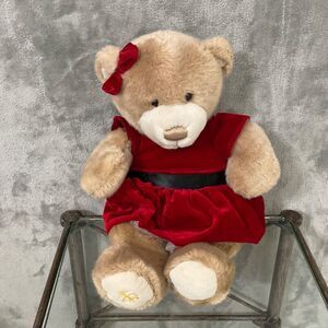 Brooks Brothers Logo Teddy Bear 11” Plush w bow Red velvet Holiday Dress Brooke
